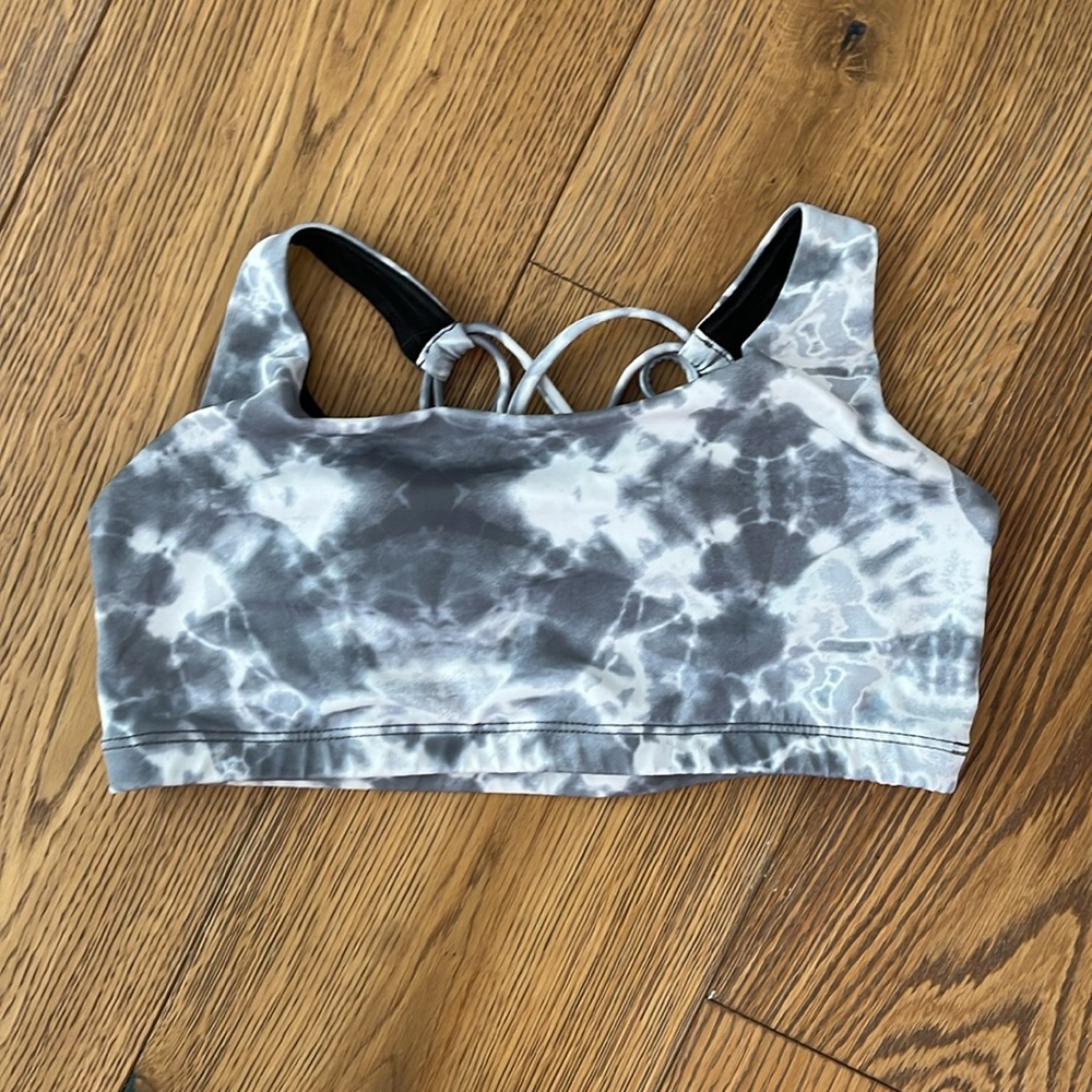 Onzie Gray white tie-dye women’s Sports Bra